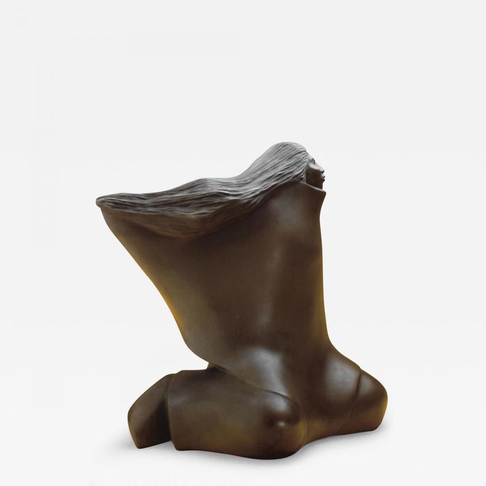 Thinking of Him, brown bronze sculpture, seated woman flowing hair Allan Houser 

Lifetime casting
limited edition bronze casting 
total edition 10 created in 1981

Allan Houser (Haozous), Chiricahua Apache (1914-1994)

Selected Collections
Centre