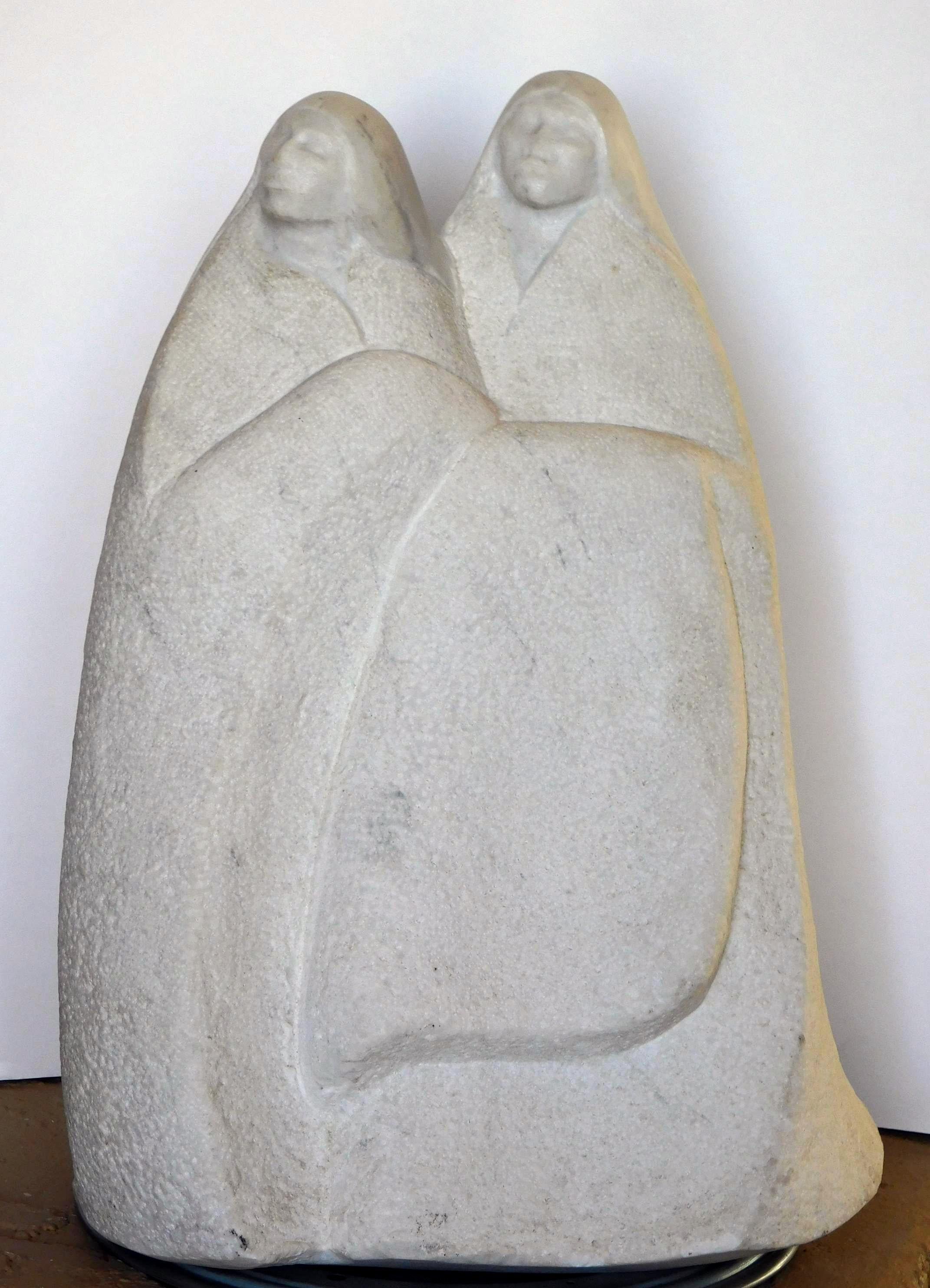 Allan Houser Marble Sculpture - Two Figures For Sale 1