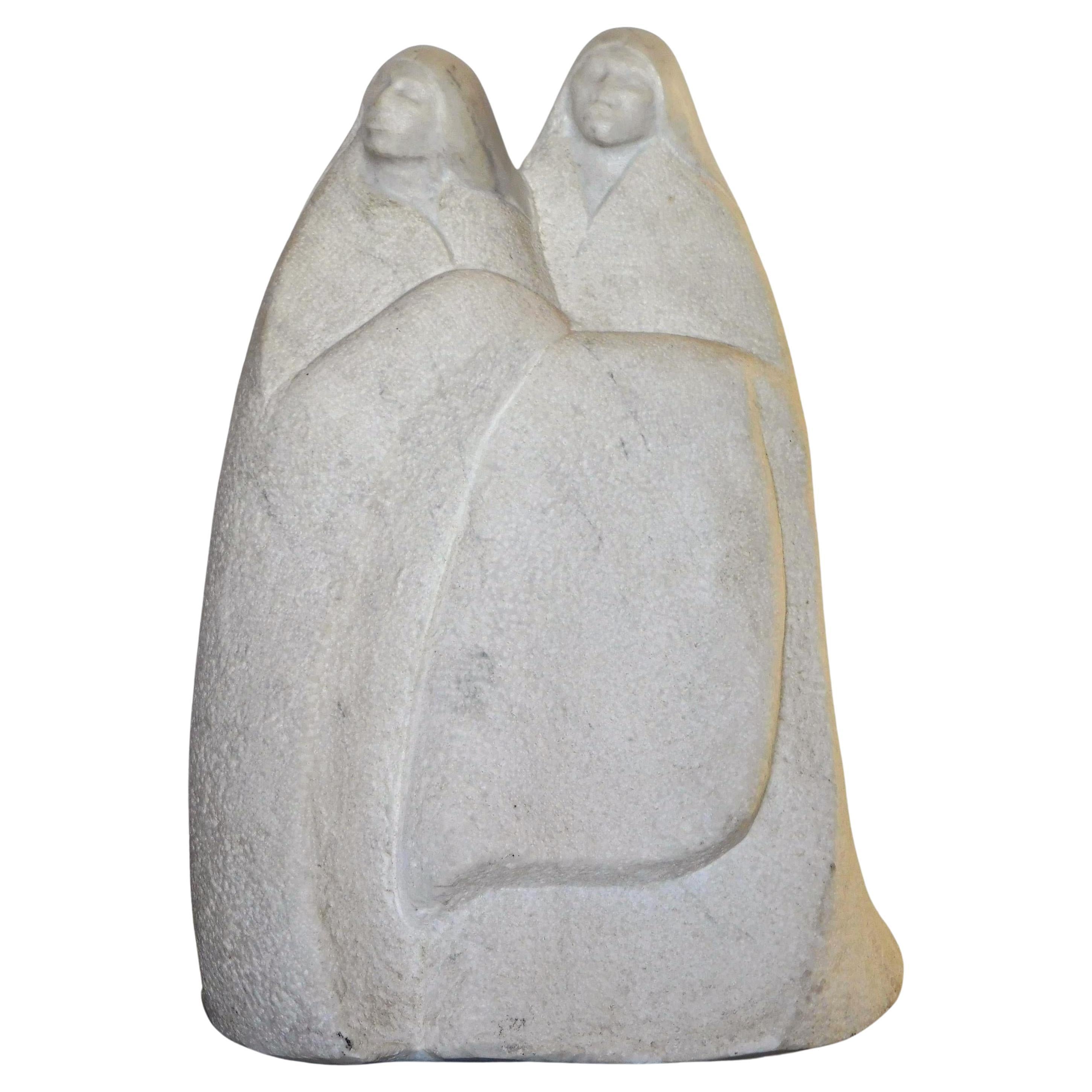 Allan Houser Marble Sculpture - Two Figures For Sale
