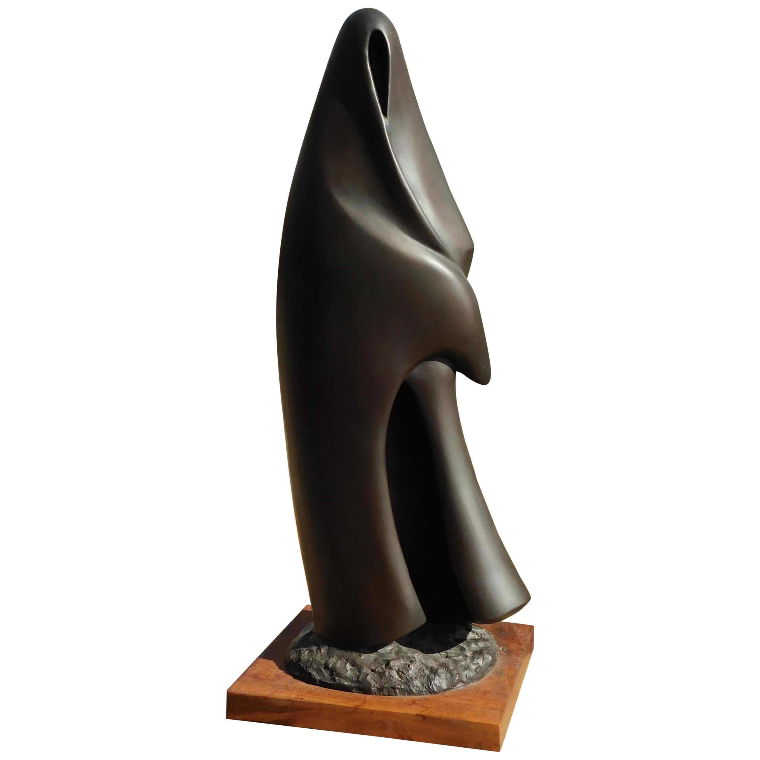 Allan Houser, sculpture en bronze moderniste amérindienne, 1989, « Watching »