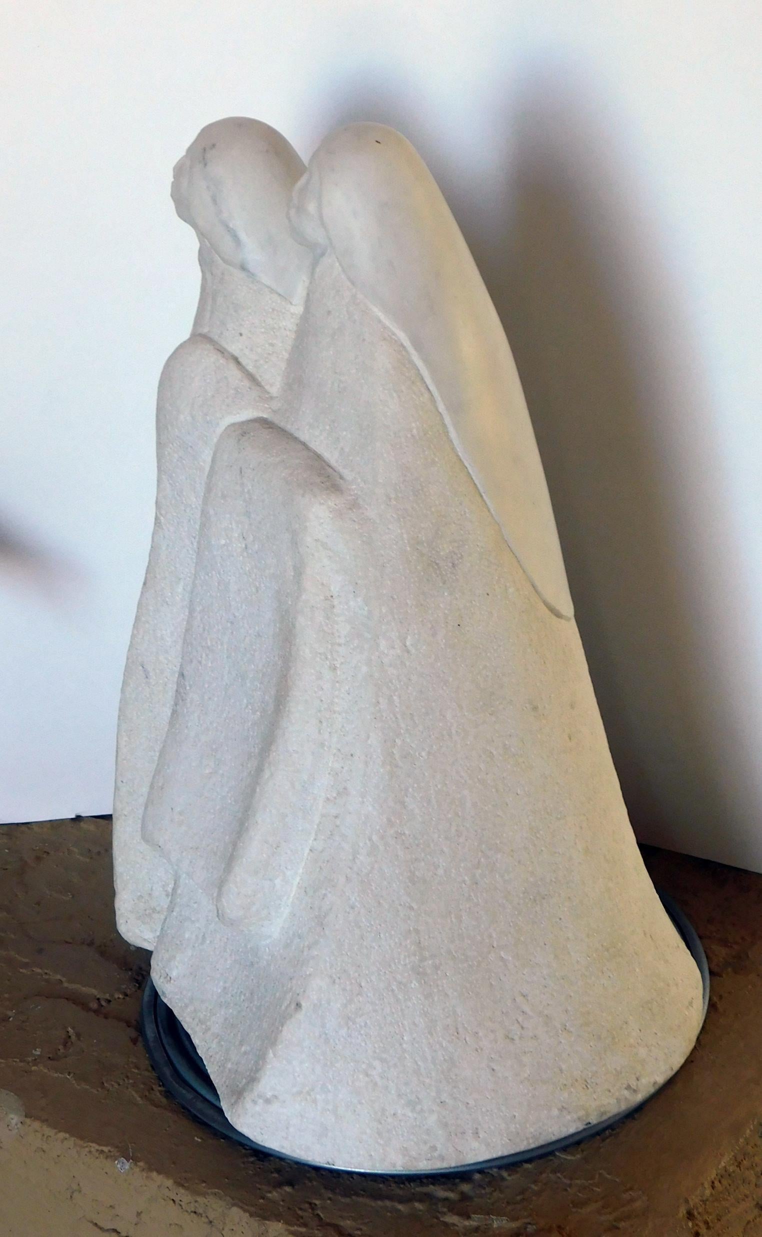 Allan Houser Marble Sculpture - Two Figures For Sale 1