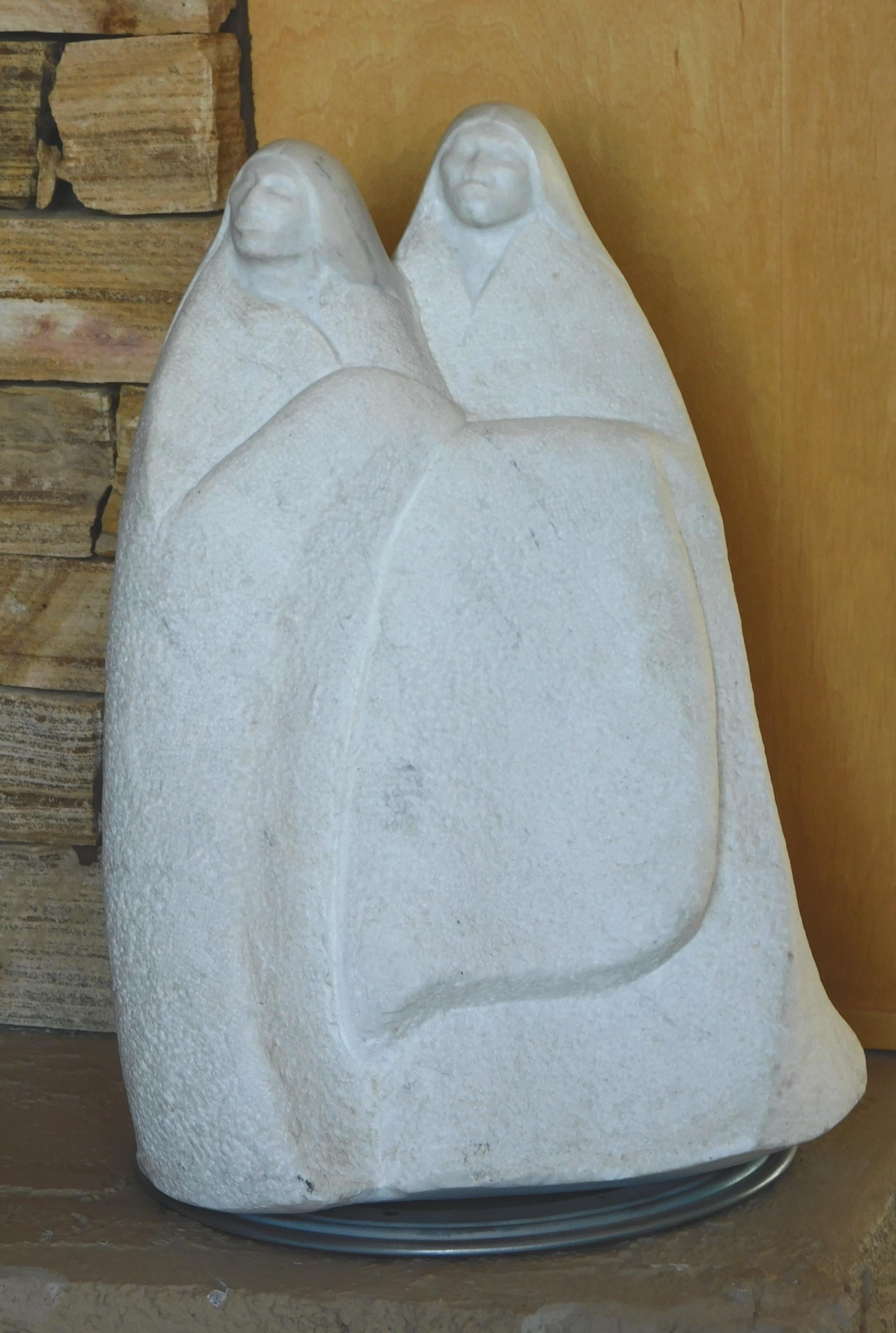 Allan Houser Marble Sculpture - Two Figures For Sale 2