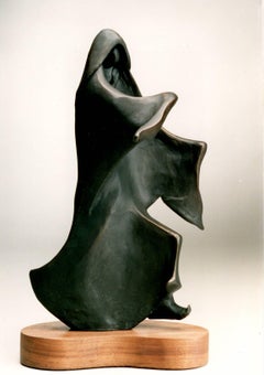 Apache Doing Shawl Dance, Allan Houser, bronze sculpture, small, bronze, woman