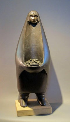 Corn Harvest, by Allan Houser, woman,corn, bronze sculpture,Contemporary Native