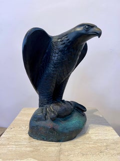 Vintage End of the Hunt, by Allan Houser, bronze, sculpture, wildlife, eagle, rabbit