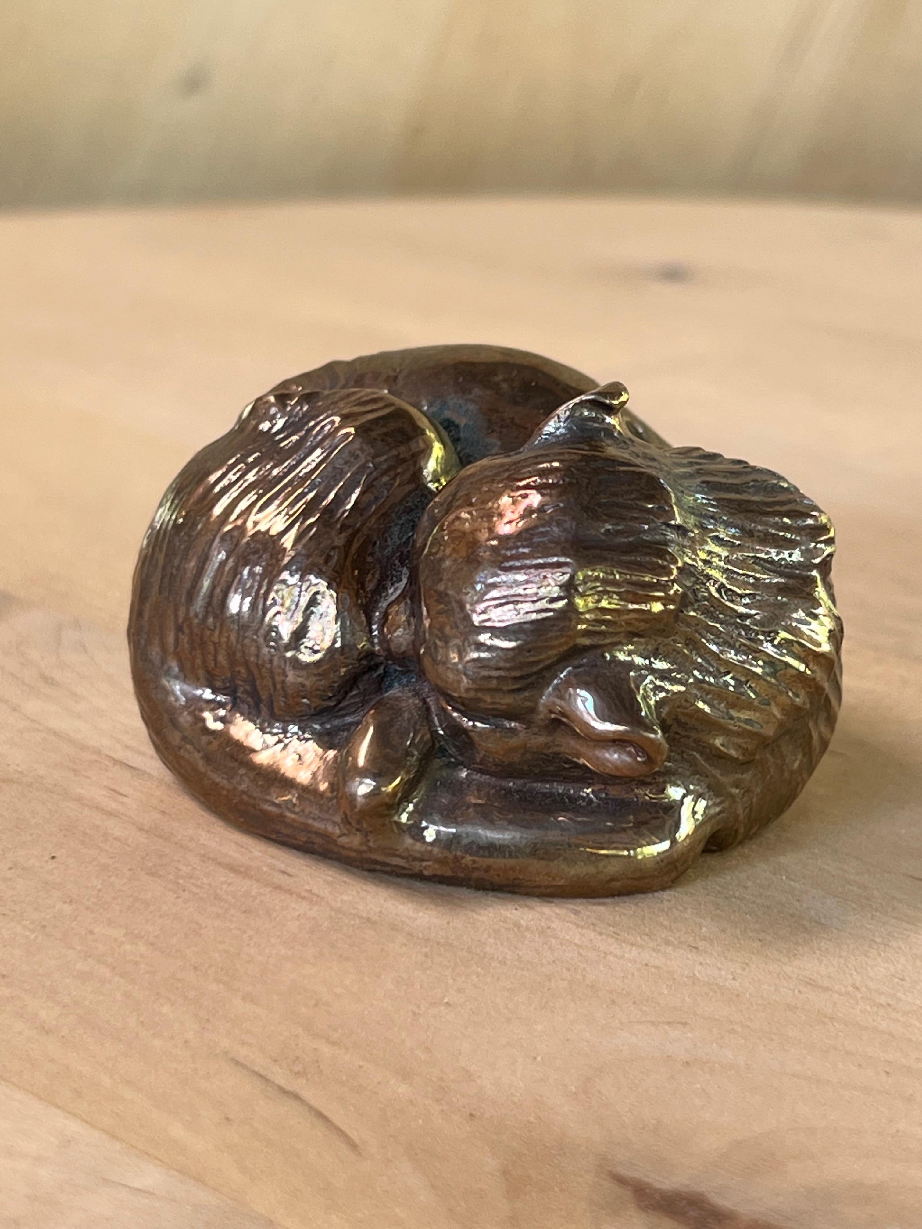 Kitty Kitty, Skulptur, von Allan Houser, Bronze, Katze, Gold, Nambe, Santa Fe, Auflage im Angebot 1