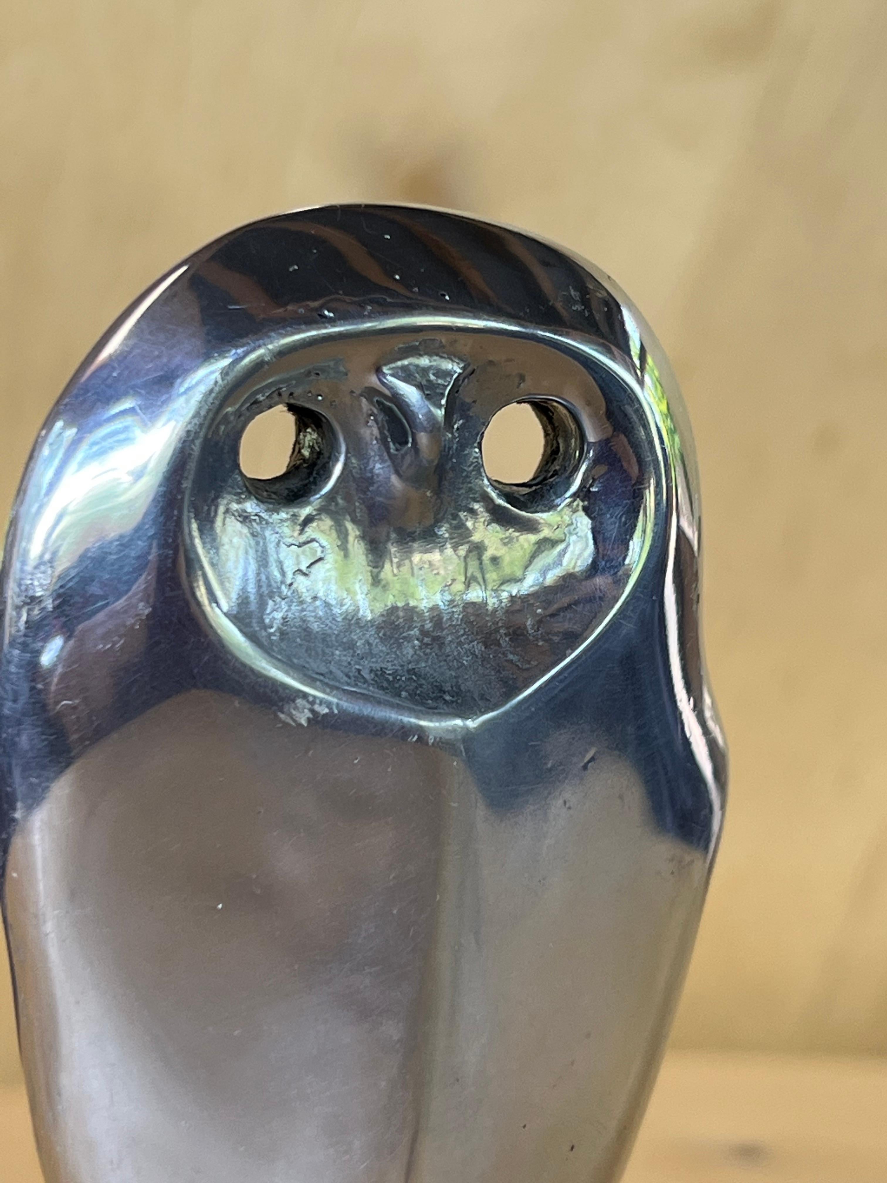Large Owl sculpture by Allan Houser, Apache, Silver, small, sculpture, Nambe For Sale 3