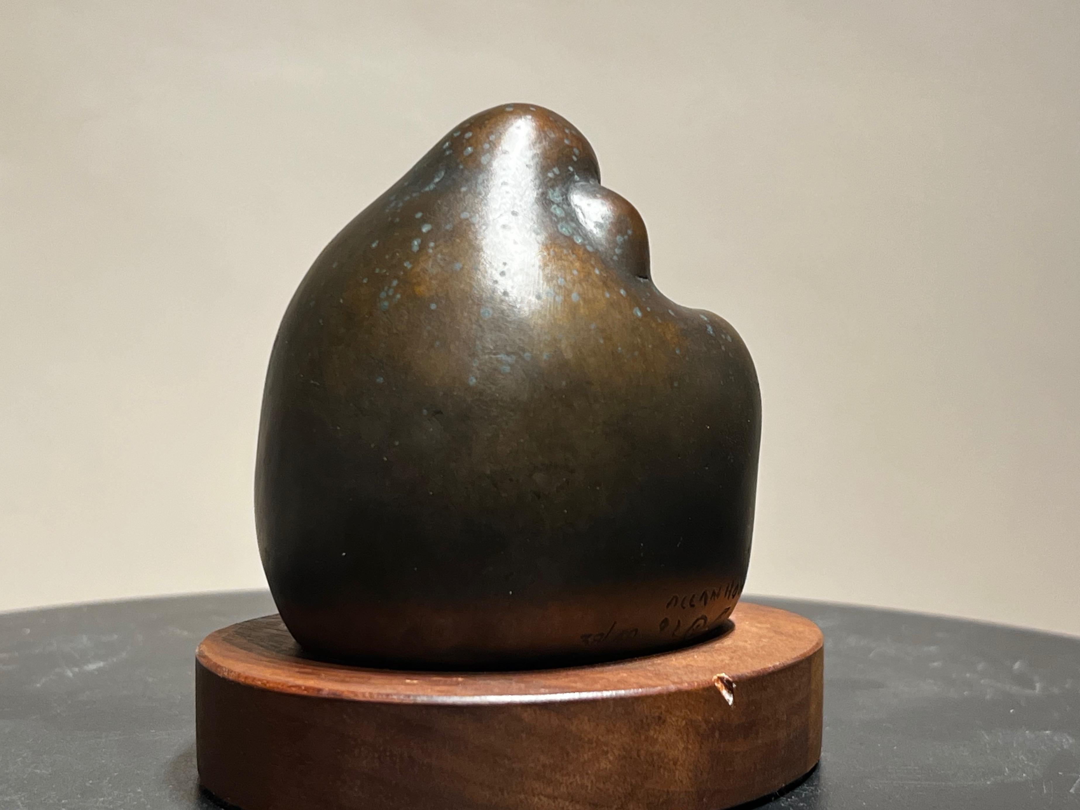 Motherhood sculpture by Allan Houser, mother, child, abstract, bronze, small  1