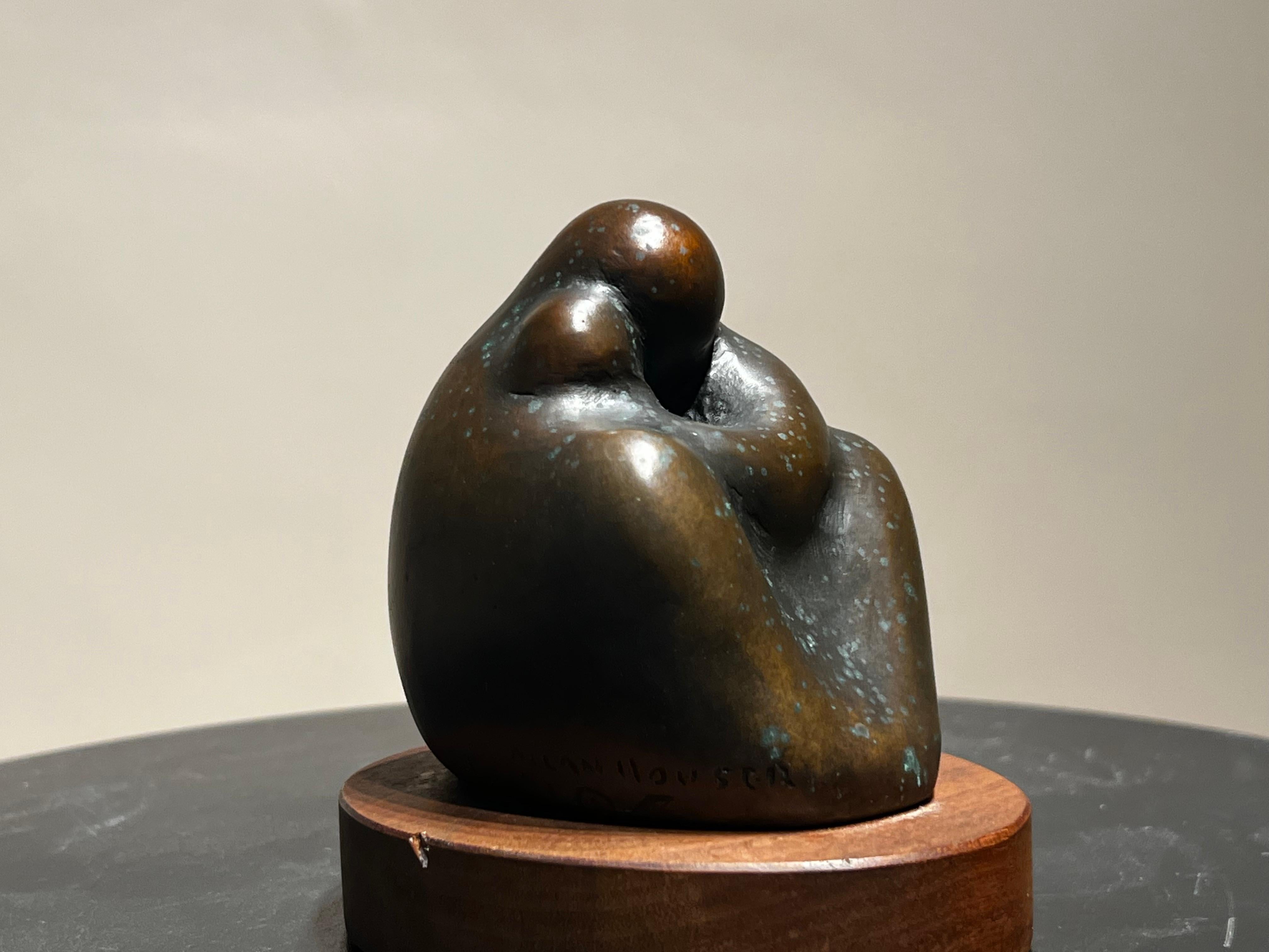 Motherhood sculpture by Allan Houser, mother, child, abstract, bronze, small  2