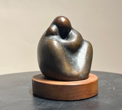 Motherhood sculpture by Allan Houser, mother, child, abstract, bronze, small 