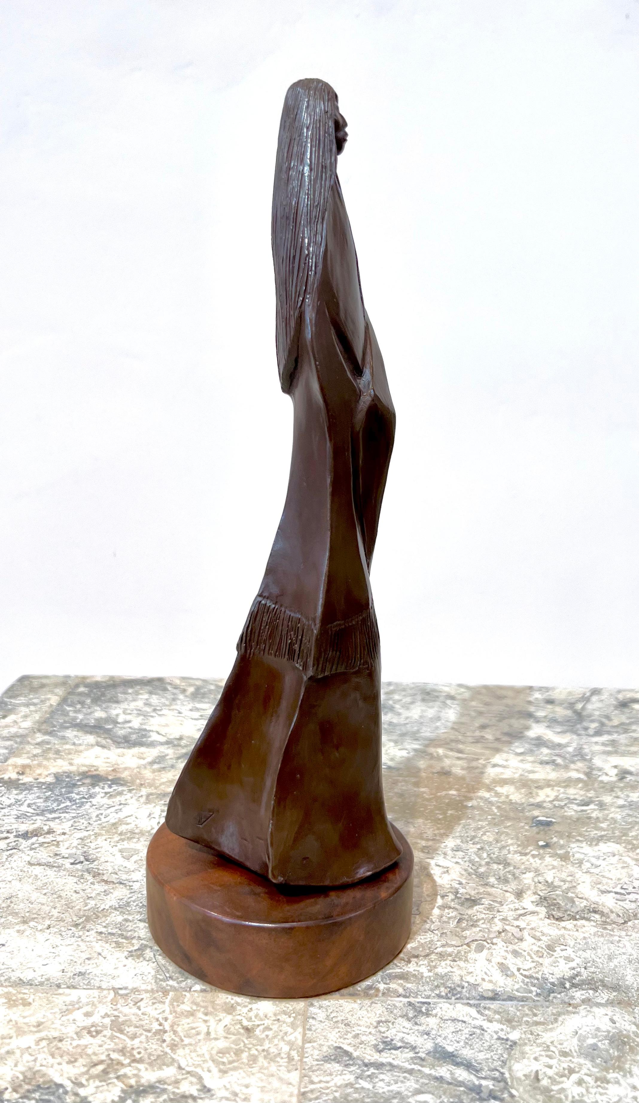 San Carlos Girl, bronze, sculpture, by Allan Houser, Apache, woman, brown For Sale 1