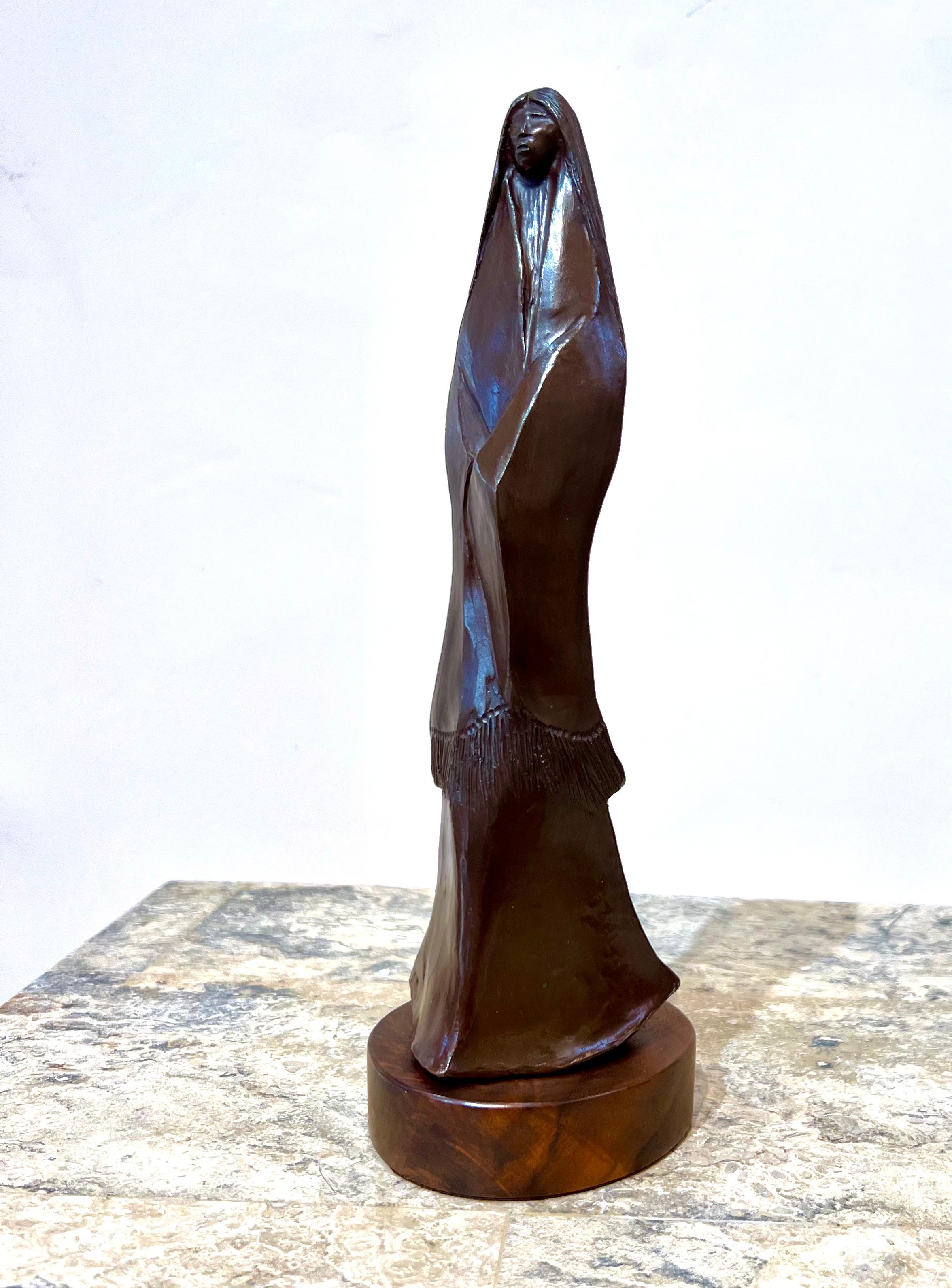 San Carlos Girl, bronze, sculpture, by Allan Houser, Apache, woman, brown For Sale 3