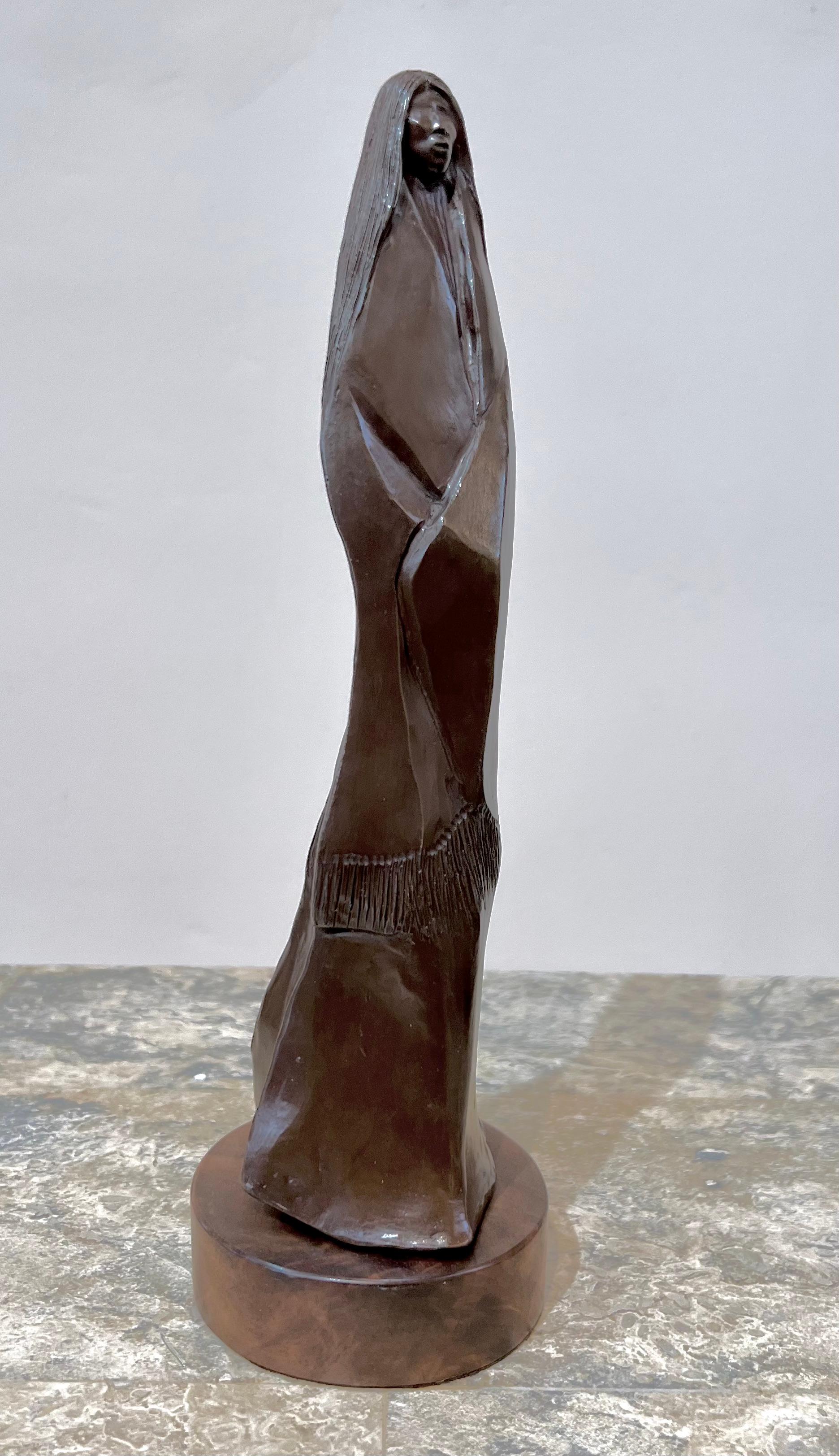 San Carlos Girl, bronze, sculpture, by Allan Houser, Apache, woman, brown For Sale 4