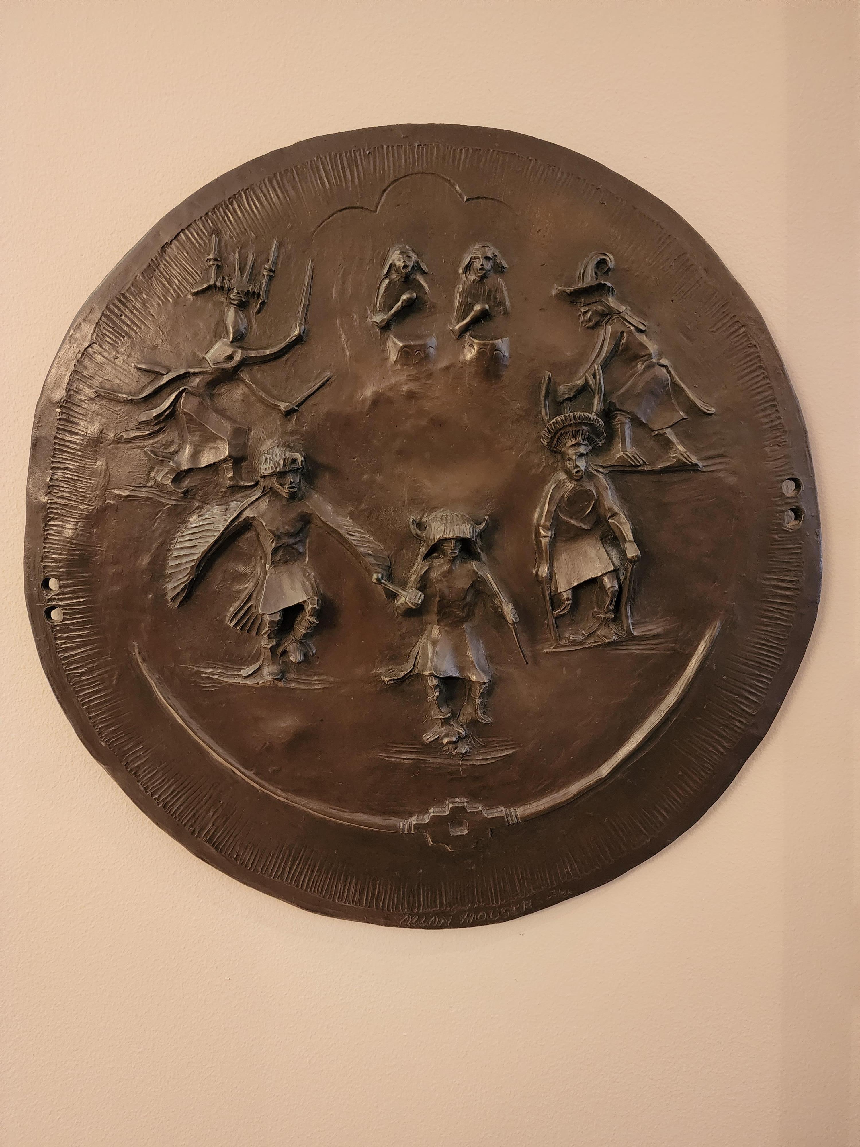 Southwest Dance Shield, Allan Houser, relief, bronze, Contemporary Native art