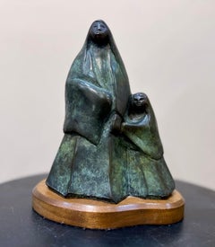 The Shy One, bronze, sculpture, by Allan Houser, mother, child, Apache, Native