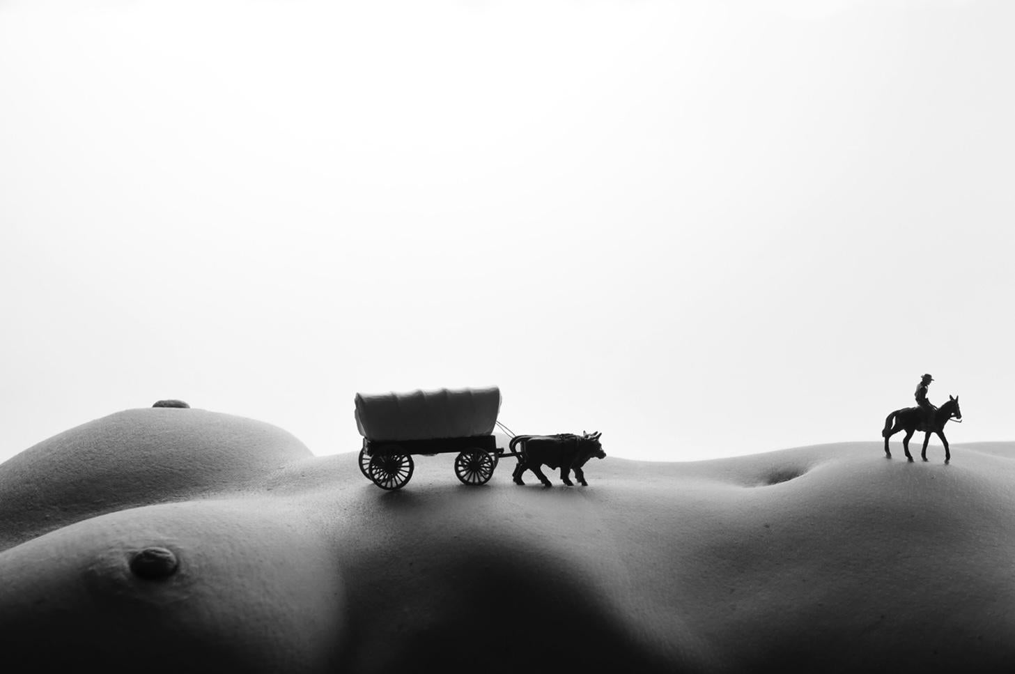 Conastoga wagon - black and white photography - Contemporary Photograph by Allan I. Teger