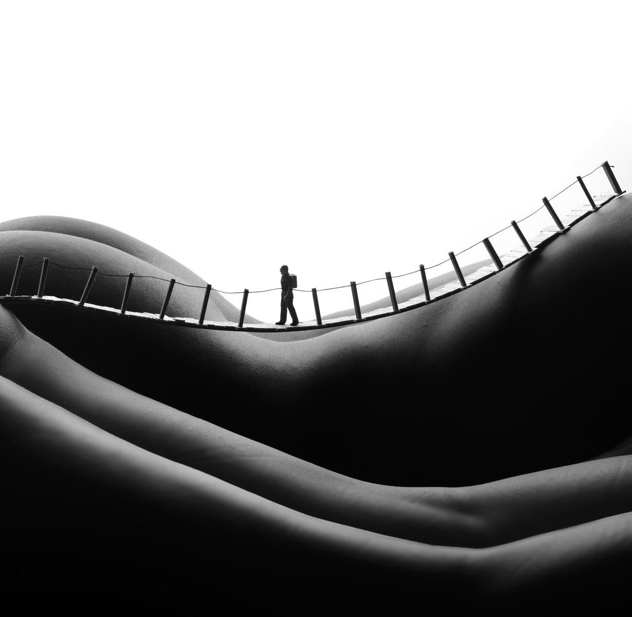 Footbridge - black and white photography - Contemporary Photograph by Allan I. Teger