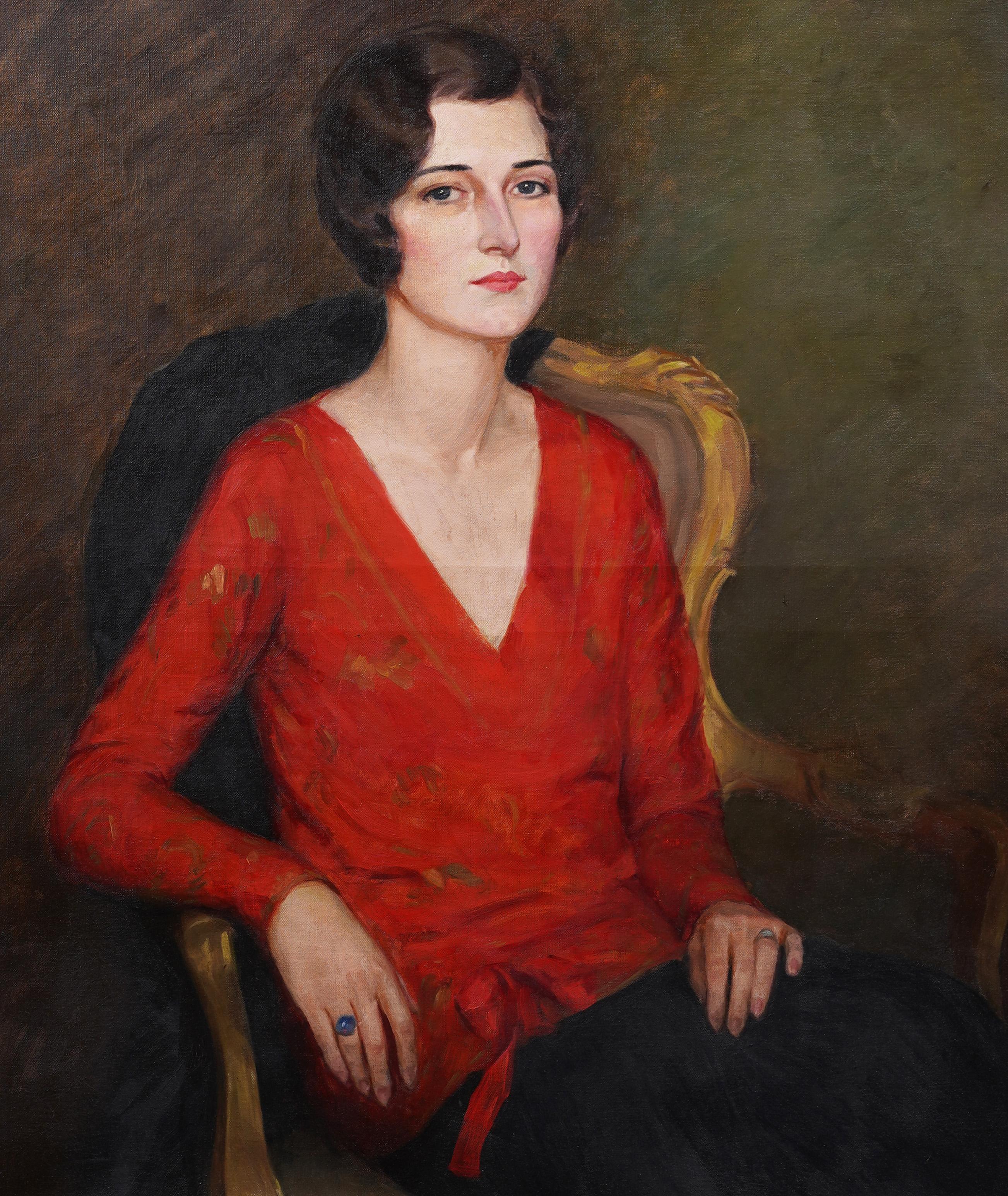 Impresionante retrato americano temprano pintado al óleo por Allan Lee Swisher (1888 - 1960).  Enmarcado.  Óleo sobre lienzo.  Firmado.  Tamaño de la imagen, 39H por 30L.