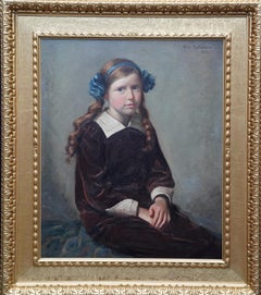 Portrait of a Young Girl with Hairband - Scottish 1914 art oil painting