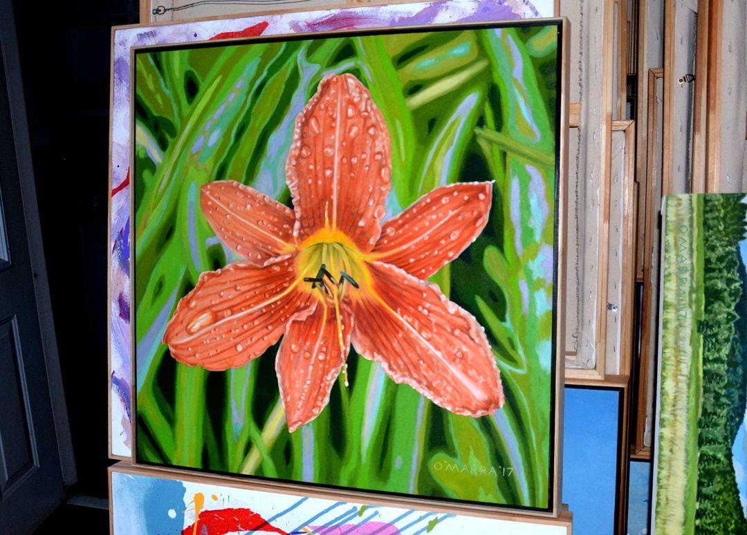 Dew on the Daylily, Painting, Oil on Canvas 1