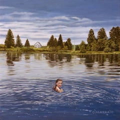 Girl in Dark Water, peinture, huile sur toile