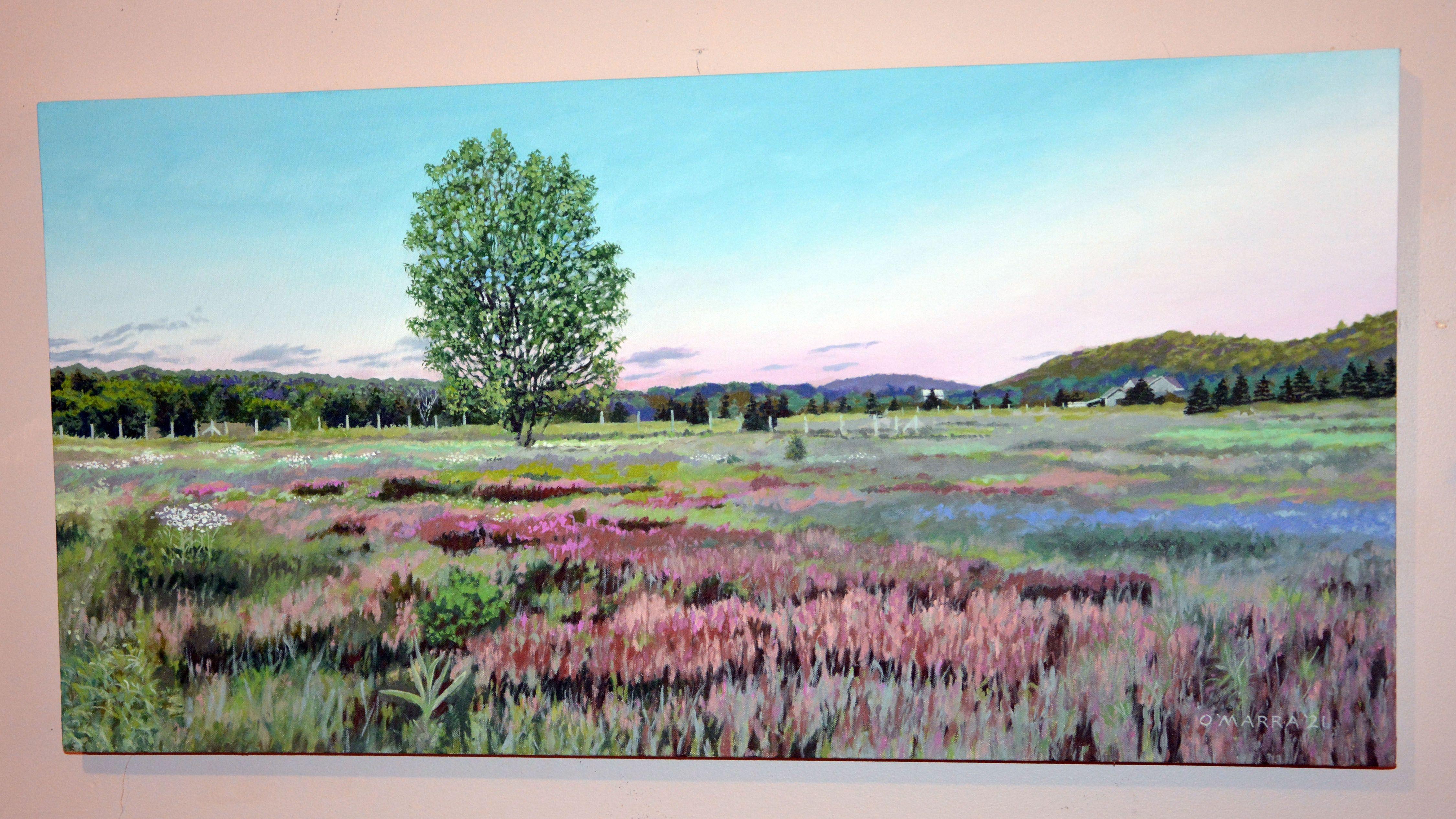 Maxwell Settlement Backyard Meadow, Painting, Oil on Canvas For Sale 1