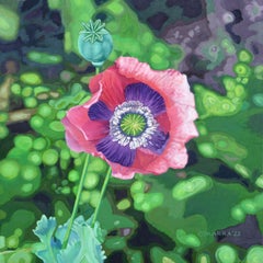 Pink Poppy Still Life, Painting, Oil on Canvas