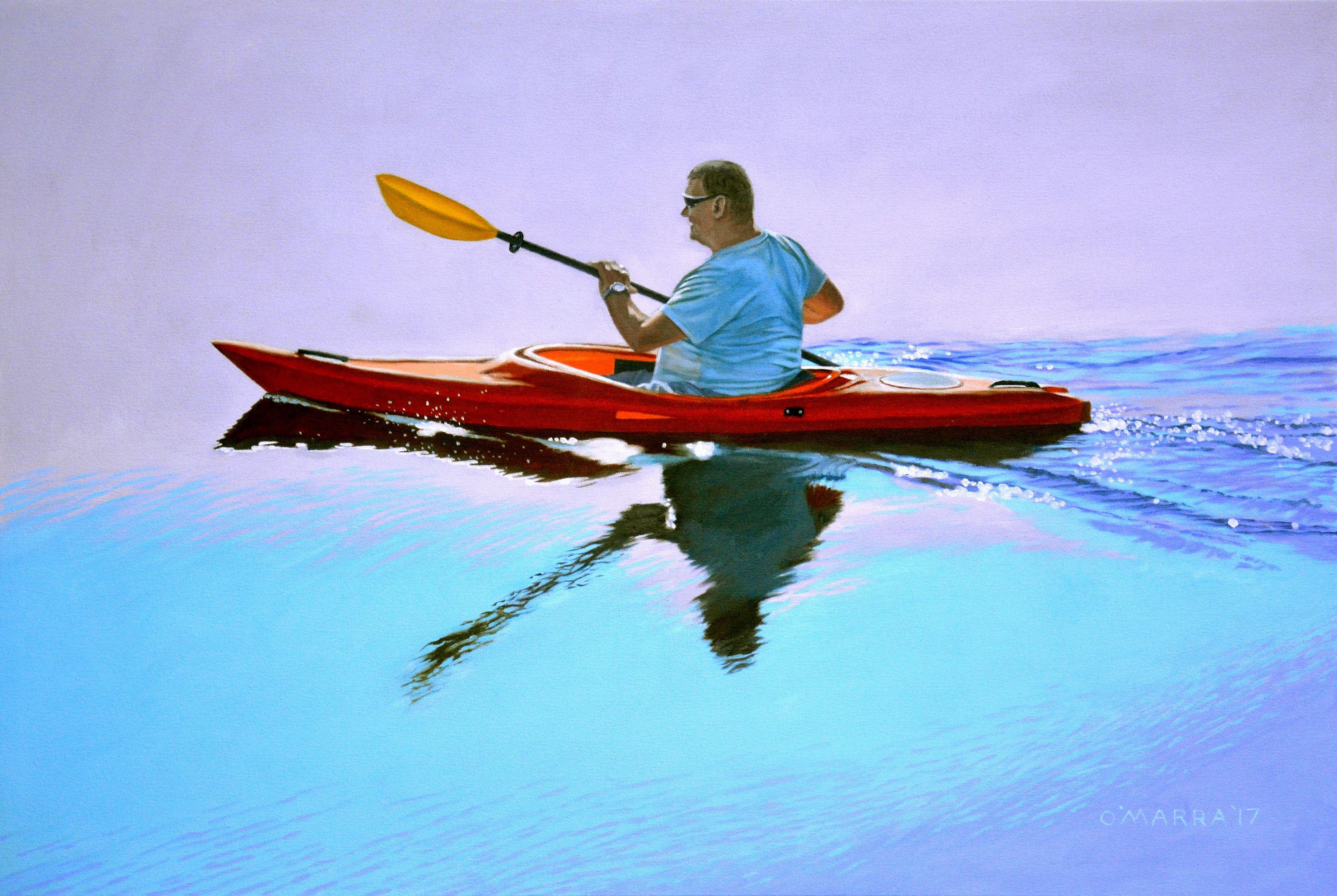 Captured some images of this guy paddling by my place and made it into a painting :: Painting :: Realism :: This piece comes with an official certificate of authenticity signed by the artist :: Ready to Hang: Yes :: Signed: Yes :: Signature