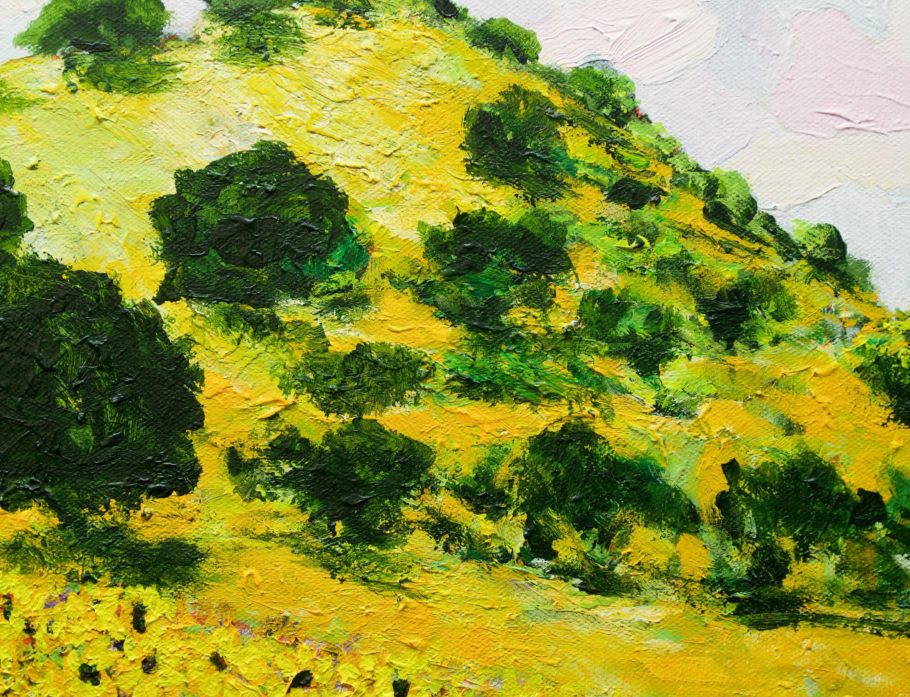 Calm Sky Morning Hill, Painting, Acrylic on Canvas For Sale 1