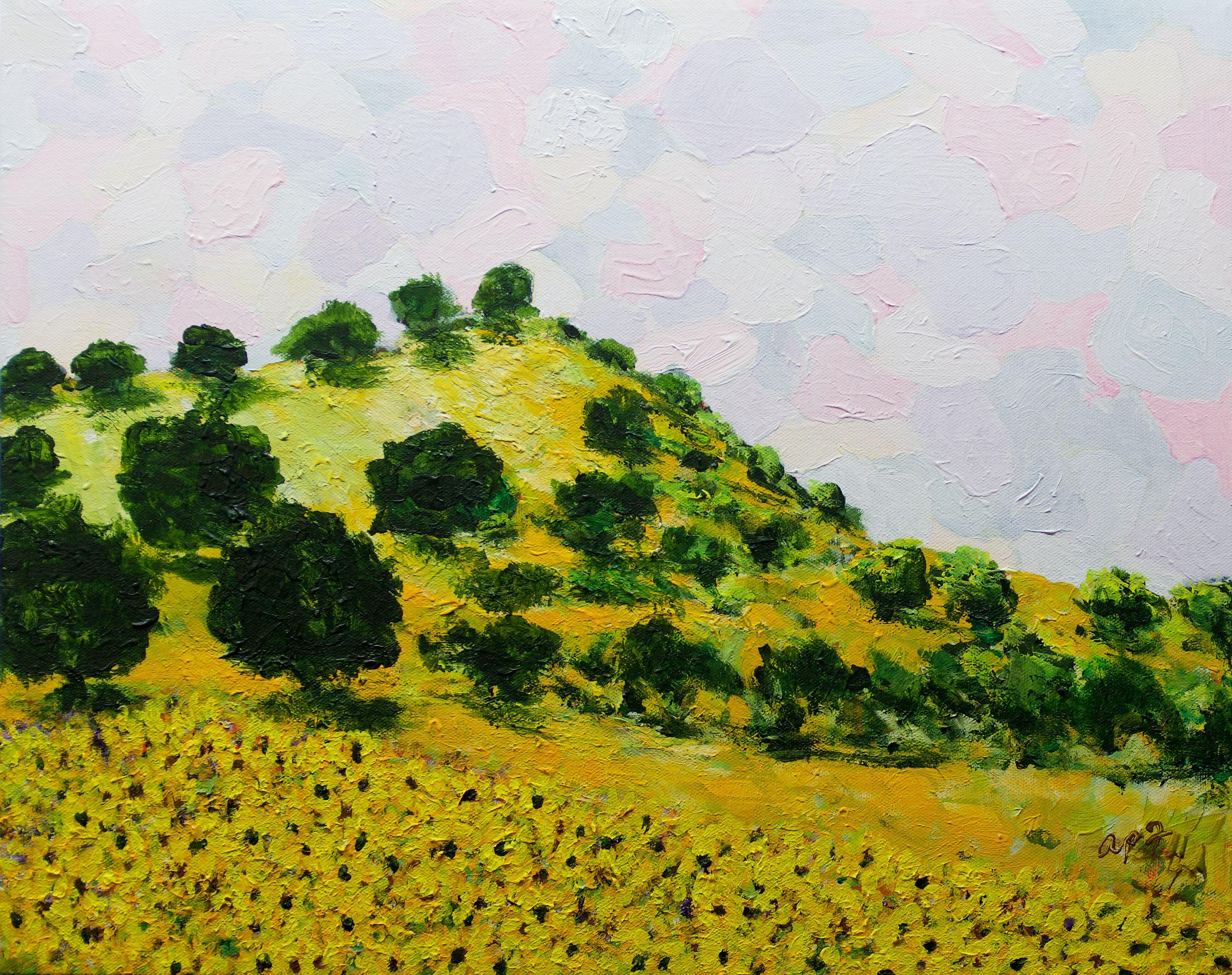Calm Sky Morning Hill, Gemälde, Acryl auf Leinwand – Painting von Allan P Friedlander