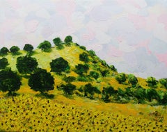 Calm Sky Morning Hill, Gemälde, Acryl auf Leinwand