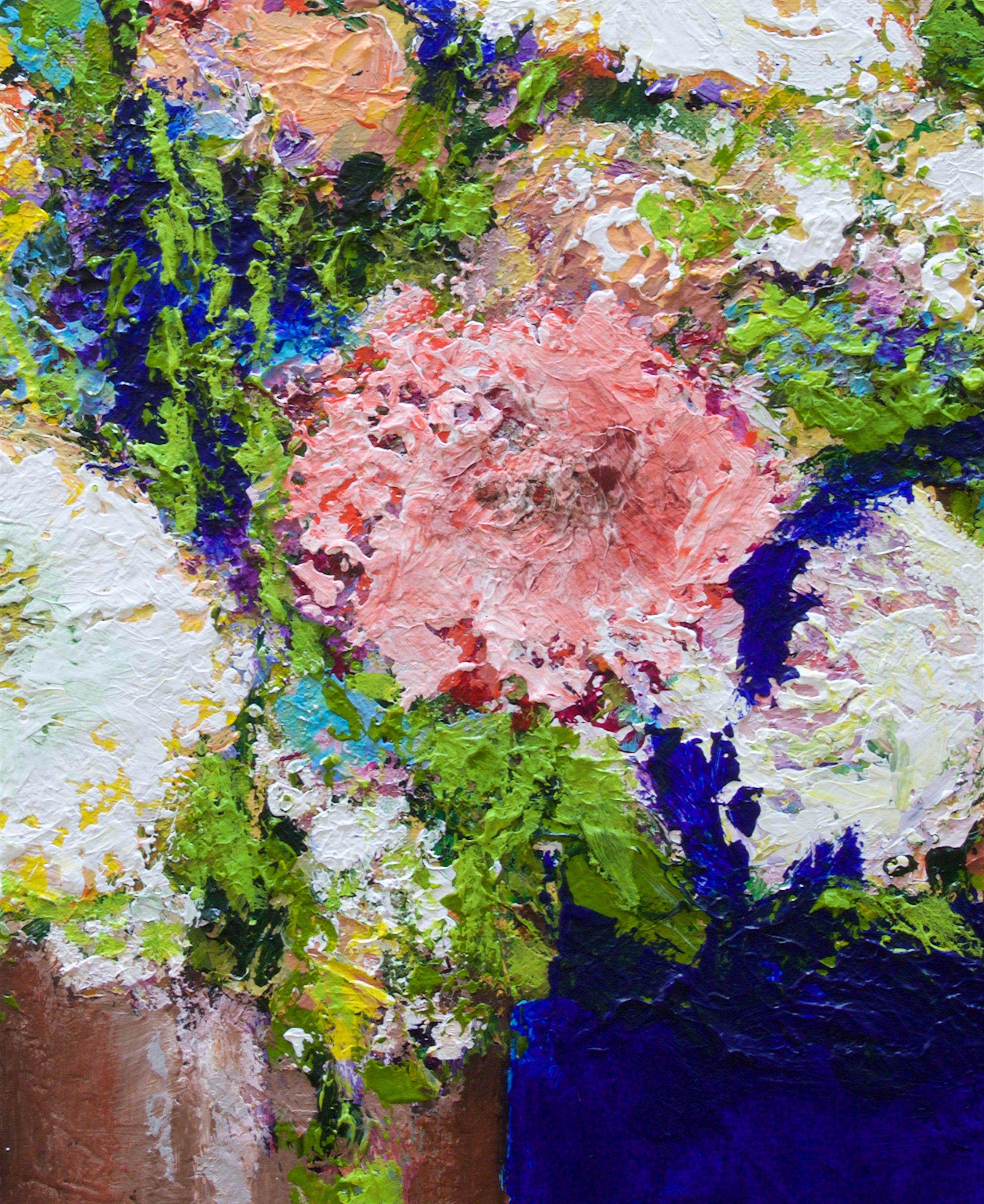 Schnittblumenarrangement :: Gemälde :: Impressionist :: Dieses Werk wird mit einem offiziellen, vom Künstler unterzeichneten Echtheitszertifikat geliefert :: Bereit zum Aufhängen: Ja :: Signiert: Ja :: Ort der Signatur: Auf der Rückseite :: Leinwand