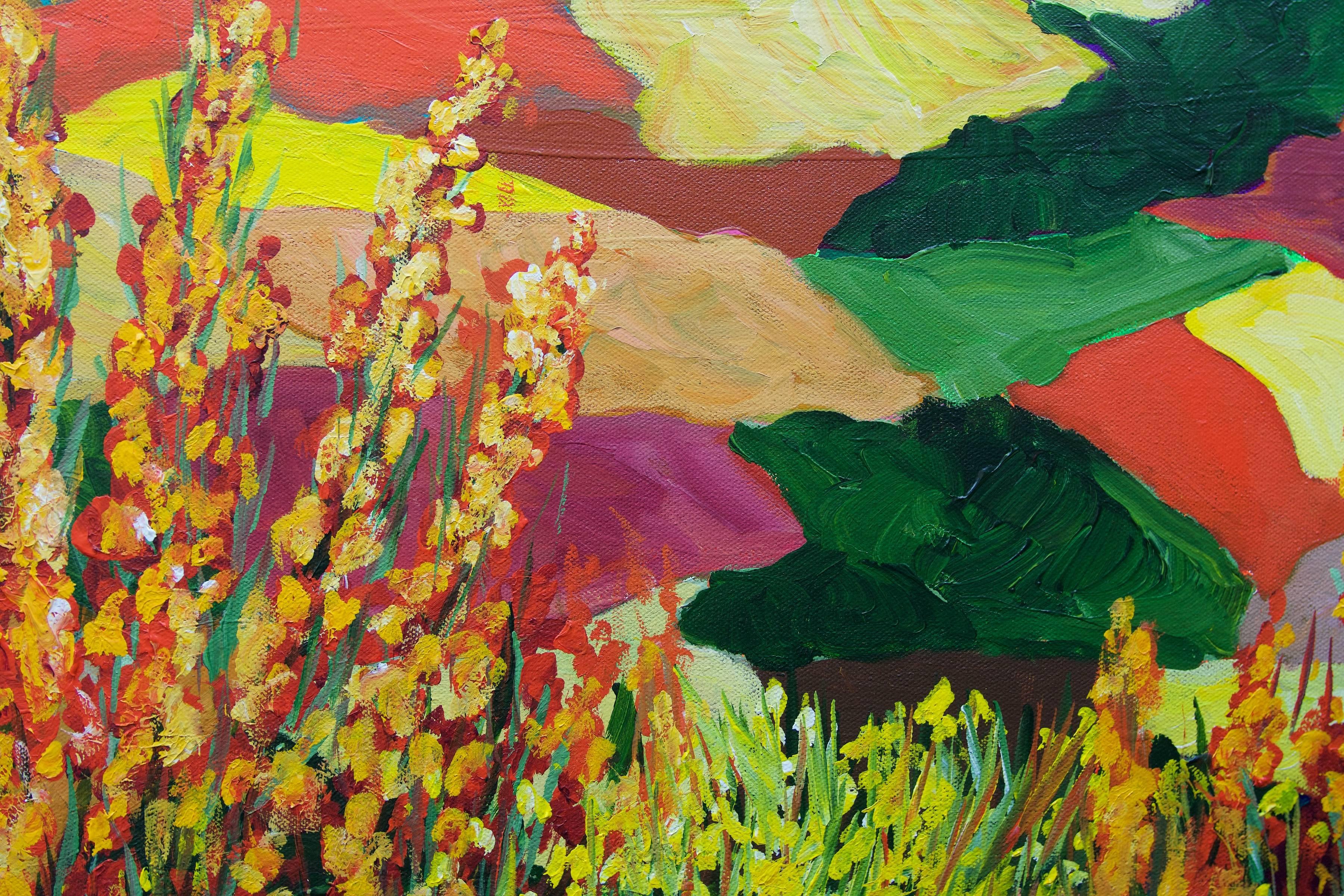 Mezcla Roja, Pintura Original - Landscape Painting Marrón de Allan P. Friedlander