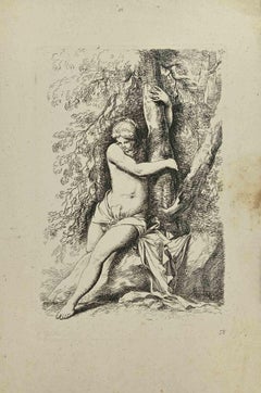 Aktfigur einer weiblichen Figur nach Salvator Rosa – Radierung von Allan Ramsay – 18. Jahrhundert