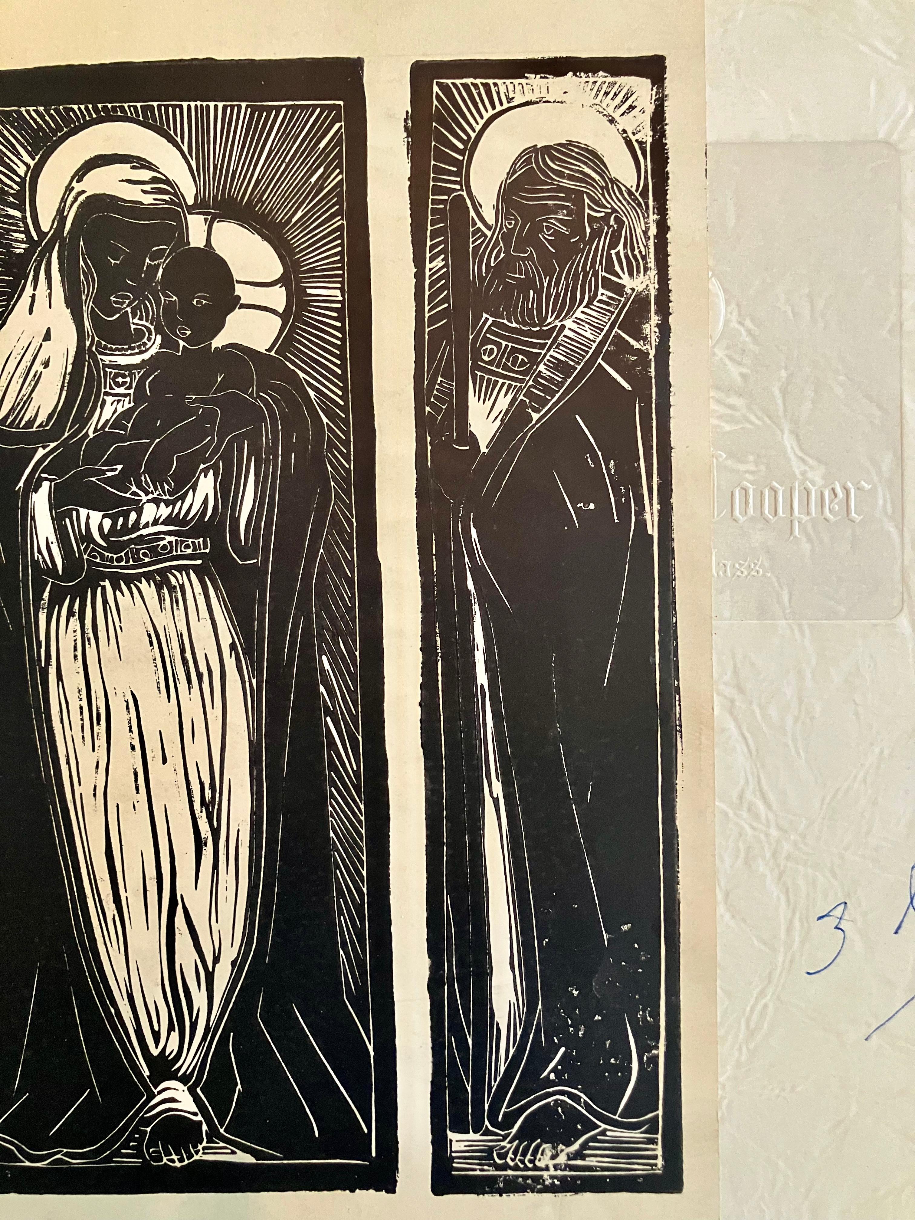 Allen Rohan Crite Triptychon Linolschnitt – Print von Allan Rohan Crite