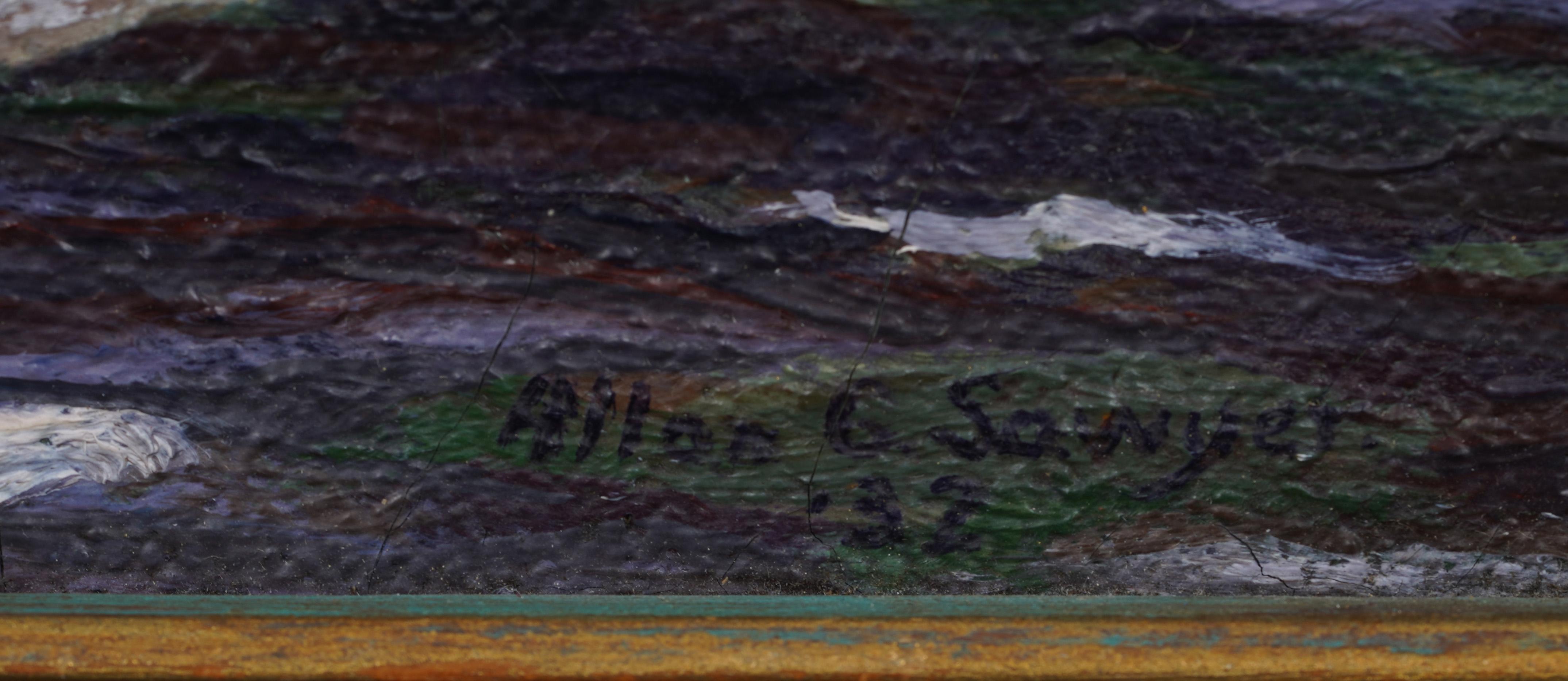 1932 Regatta Oil Painting Classic American Nautical Racing Scene Oil Painting en vente 4
