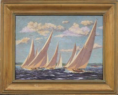 1932 Regatta Ölgemälde Klassisches amerikanisches Nautik-Rennszene Ölgemälde