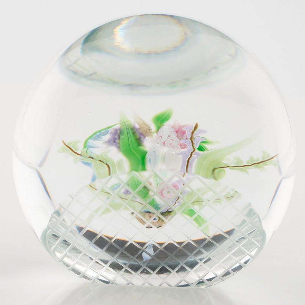 Late 20th Century Allan Scott Caithness Whitefriars Hanging Basket Lampwork Paperweight 1988 For Sale