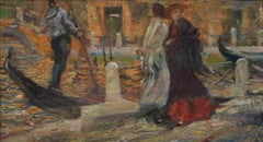 Venetian Scene with Gondoliers by Swedish Artist Allan Österlind