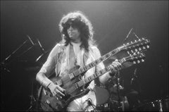 Jimmy Page Led Zeppelin Double Guitar - Archival Fine Art Black and White Print