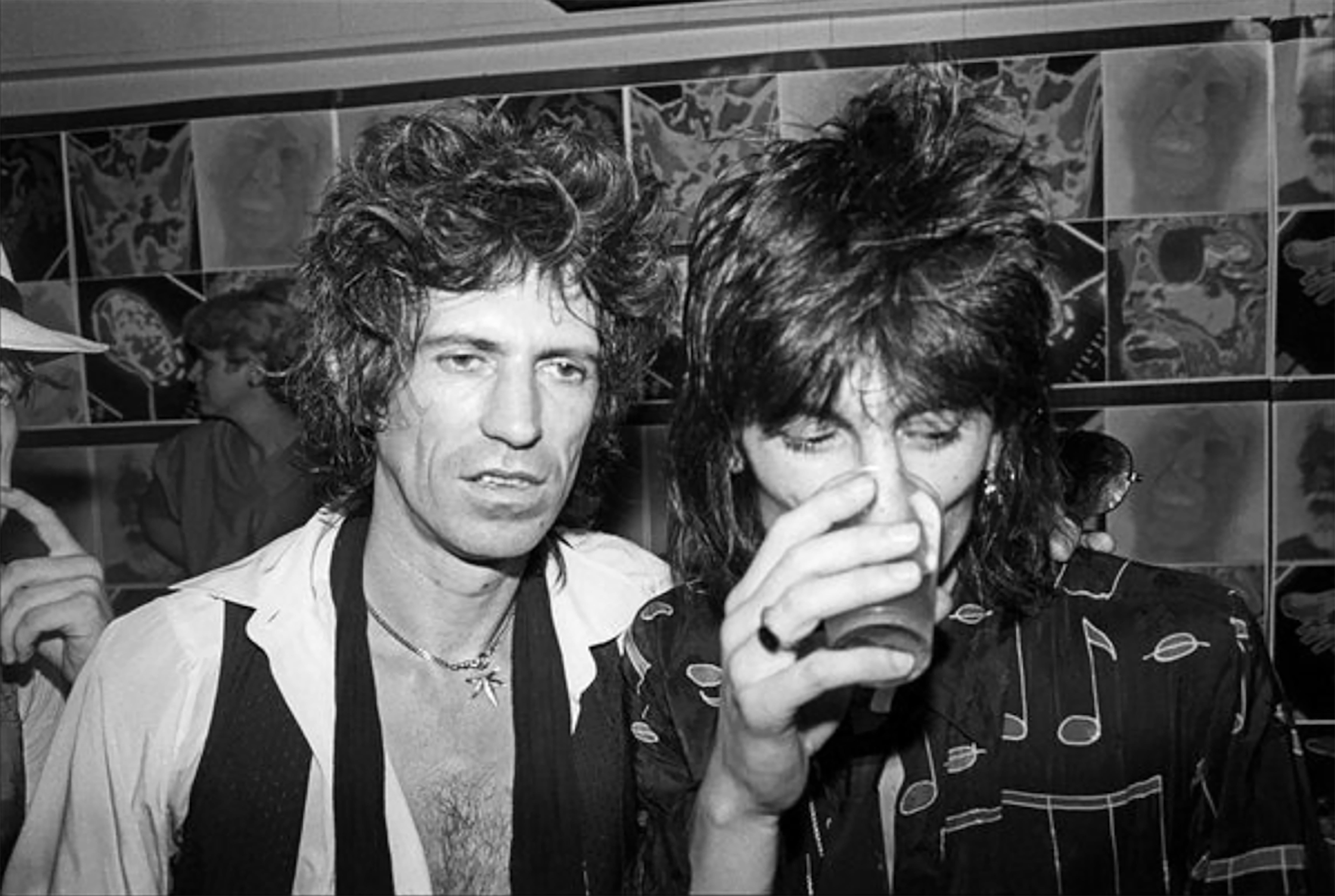 Allan Tannenbaum Black and White Photograph - Keith Richards & Ronnie Wood At Danceteria, NYC, 1980