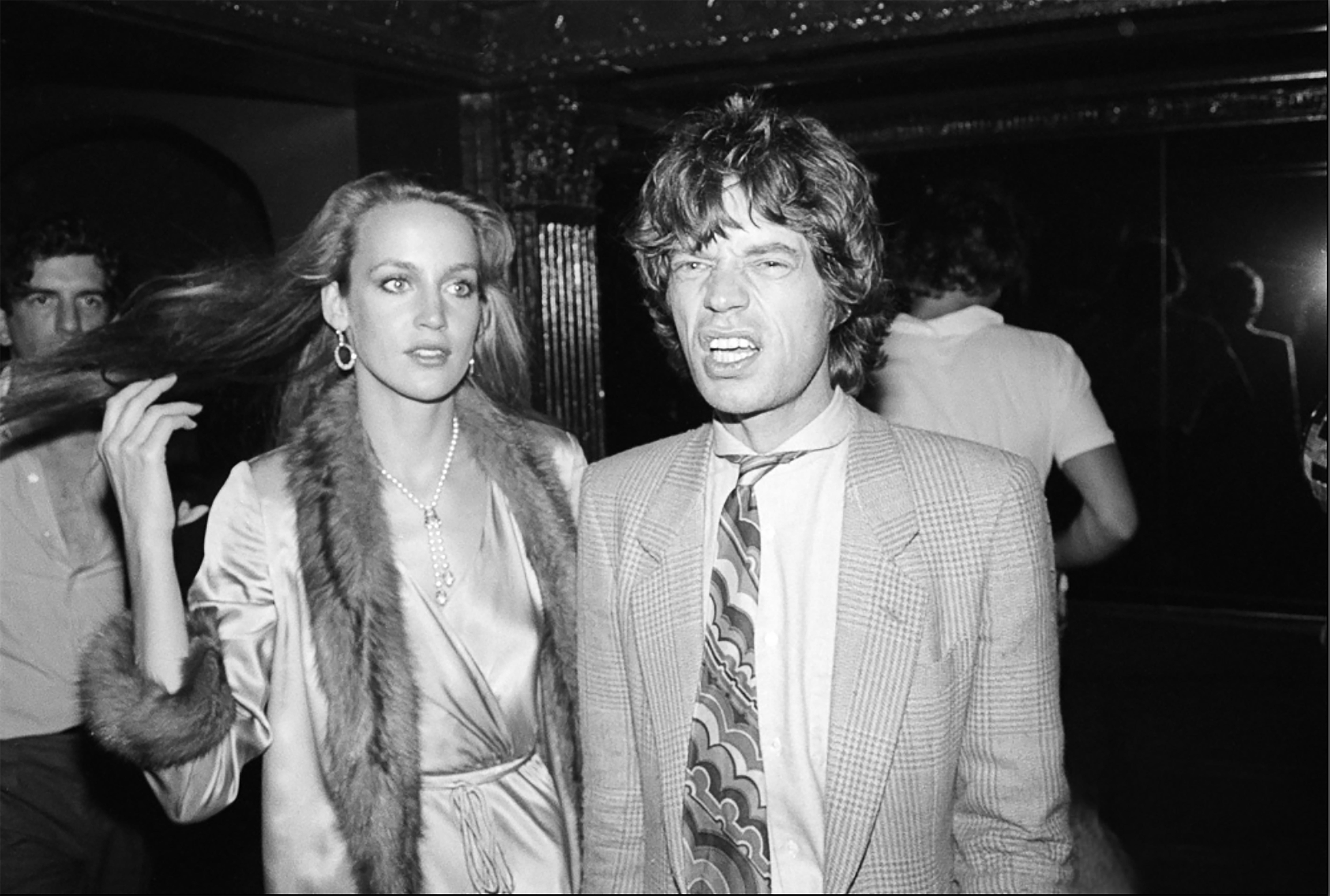 Allan Tannenbaum Black and White Photograph - Mick Jagger & Jerry Hall, 2nd Anniversary Party, Studio 54 NYC 1979