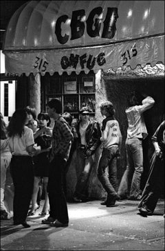 Night Scene at CBGB on the Bowery - Archival Black and White Fine Art Photograph