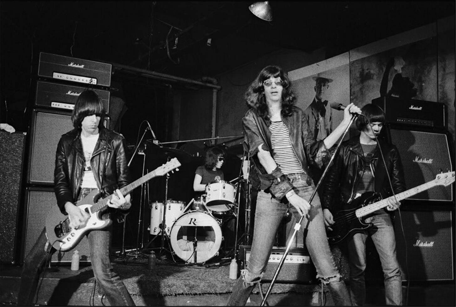 Allan Tannenbaum Black and White Photograph - Ramones at CBGB, NYC, February, 1977