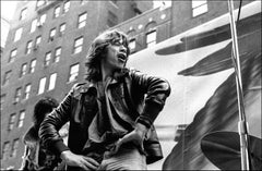 Rolling Stones Mick Jagger play 5th Ave - Archival Fine Art Black & White Print