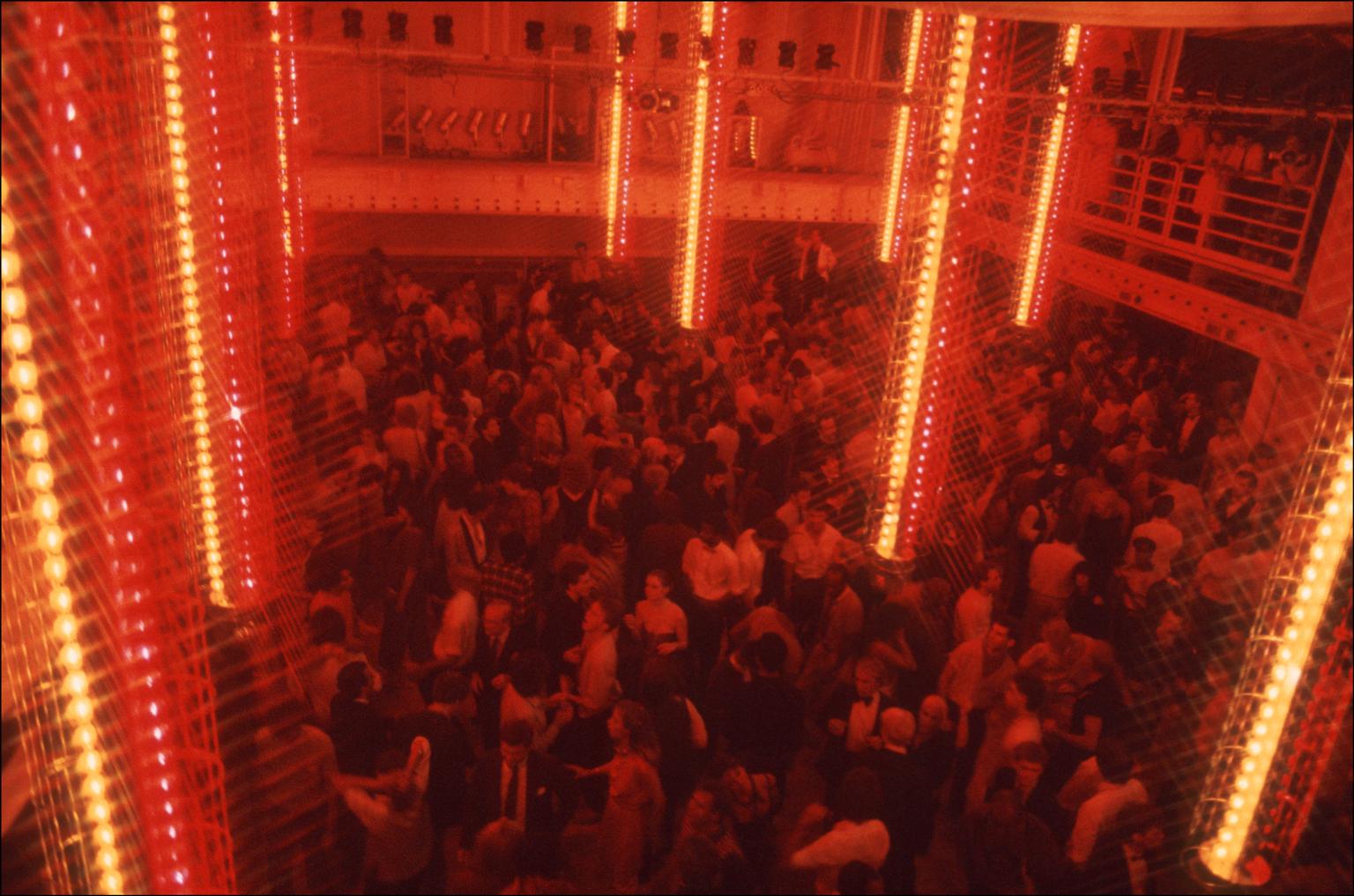 Allan Tannenbaum Color Photograph - Studio 54 Dance Floor Light Poles View - Fine Art Limited Edition Color Print