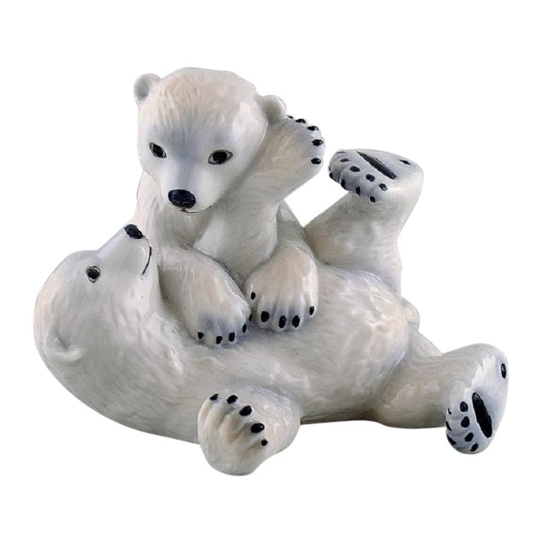 Allan Therkelsen for Royal Copenhagen, Rare Porcelain Figurine, Polar Bear Cubs