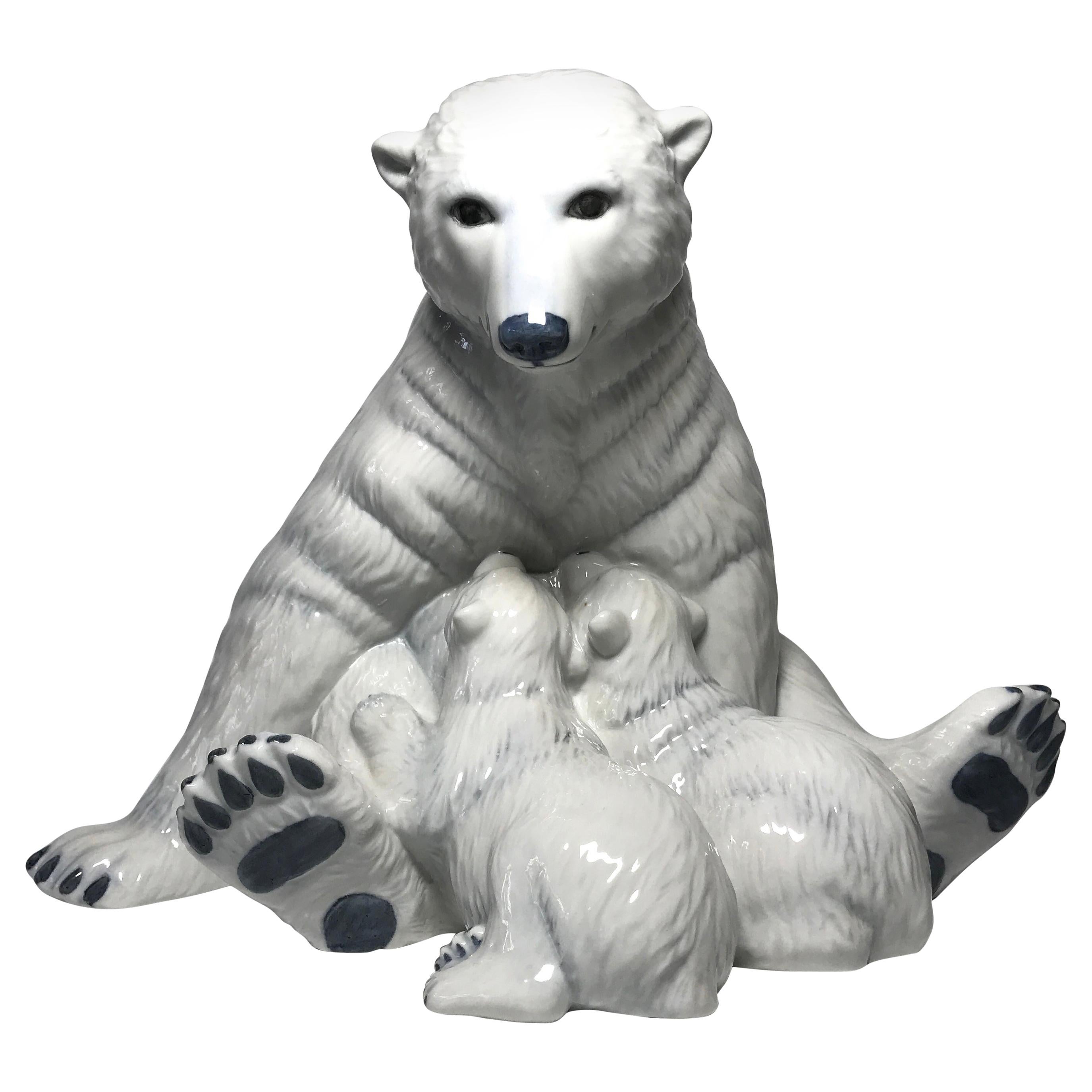 Allan Therkelsen Royal Copenhagen Motherly Love Porcelain Polar Bear & Cubs #087