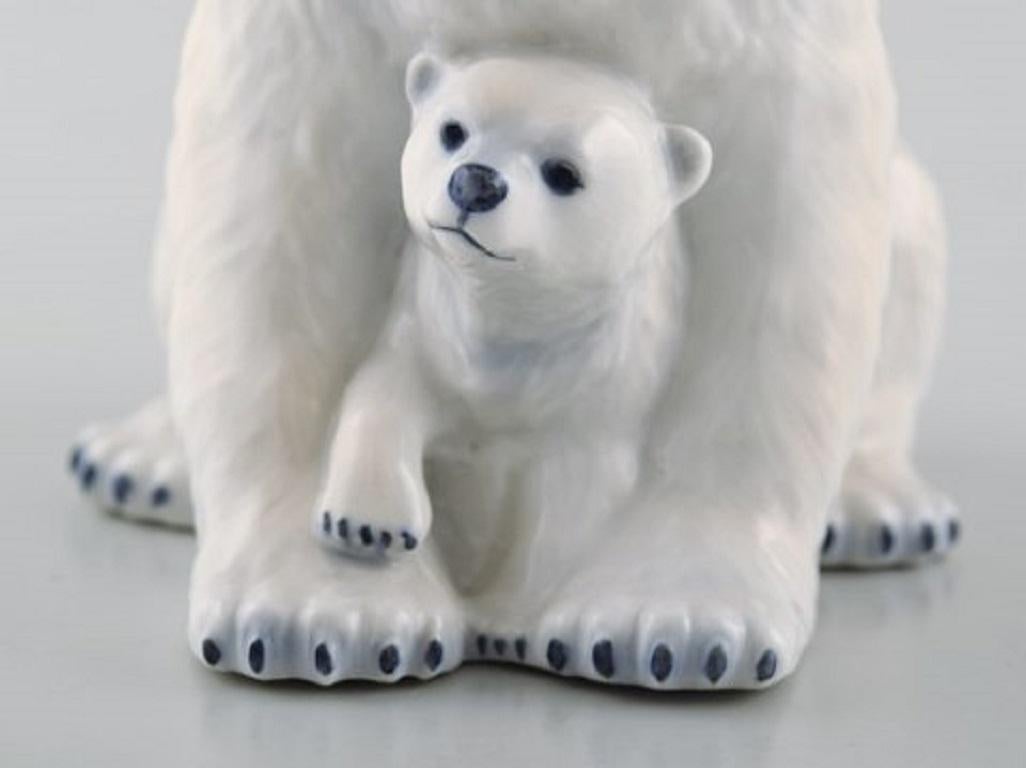 Danish Allan Therkelsen, Royal Copenhagen, Porcelain Polar Bear Mother with Young Cub