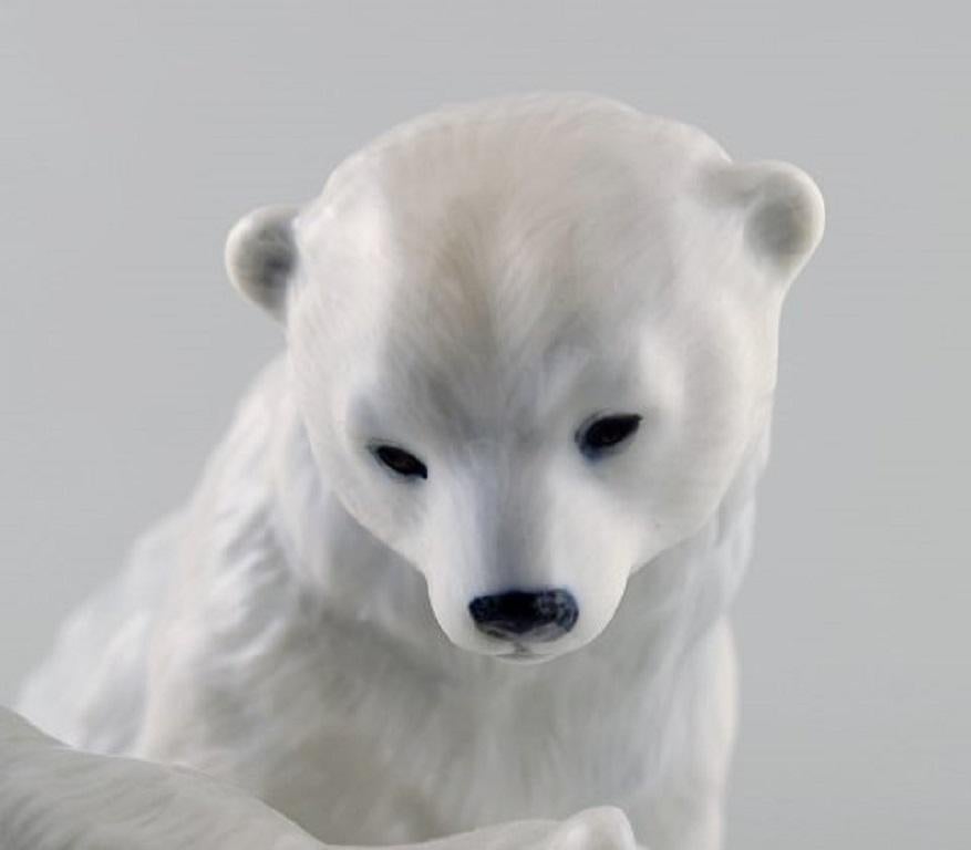 Danish Allan Therkelsen, Royal Copenhagen, Rare Porcelain Figurine, Two Polar Bear Cubs